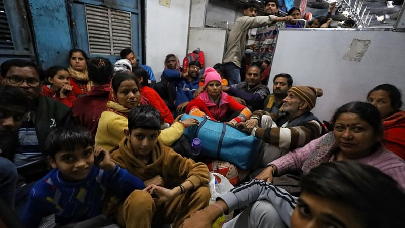 Passengers onboard a special train at NDLS, Sunday | Manisha Mondal | ThePrint