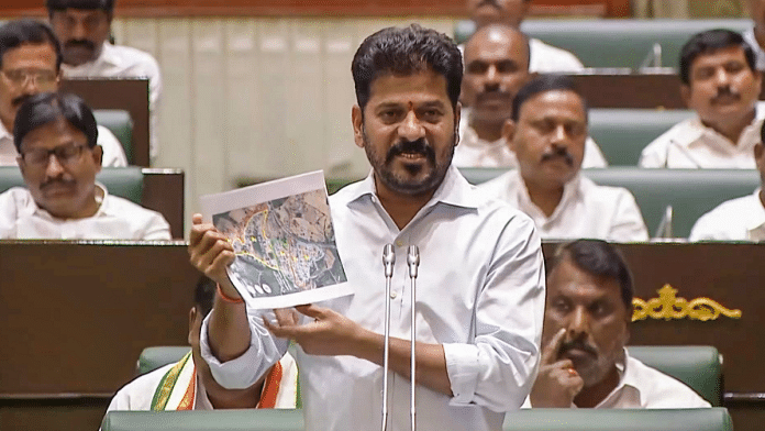 Telangana CM Revanth Reddy speaks during the special session in the Assembly, in Hyderabad on Tuesday | PTI