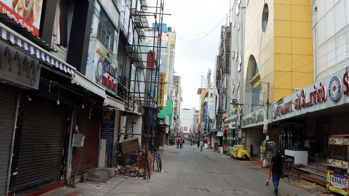 File photo of shops closed during lockdown in Chennai | ANI
