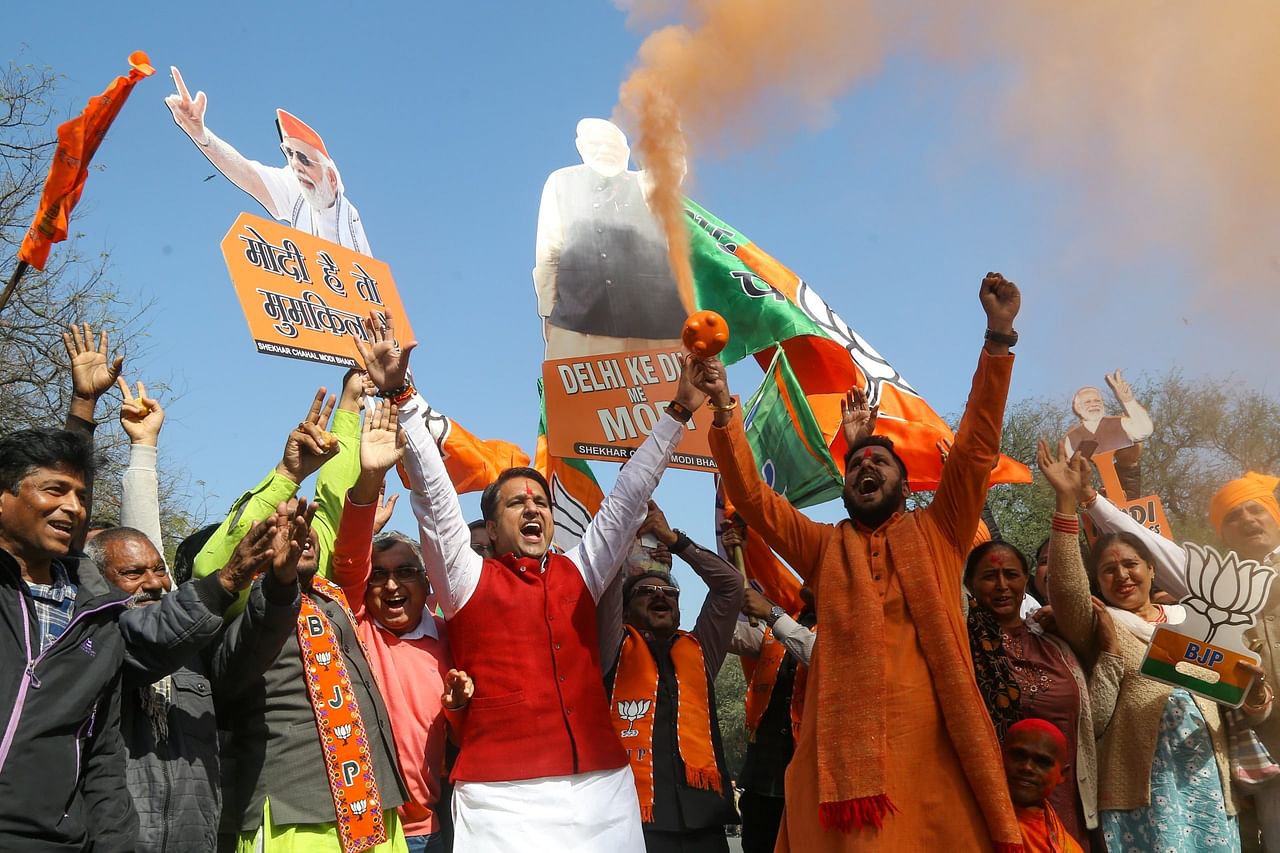 Celebrations outside BJP's Delhi office | Suraj Singh Bisht | ThePrint