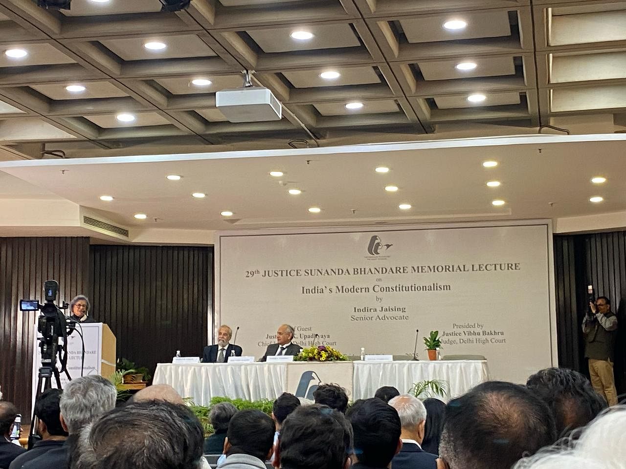 Senior advocate Indira Jaising speaking at the lecture. | Khadija Khan | ThePrint