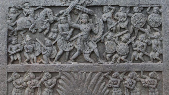 Virgal (hero stone) in Kedareshvara temple at Balligavi