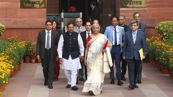 Finance minister Nirmala Sitharaman at North Block | Praveen Jain, ThePrint