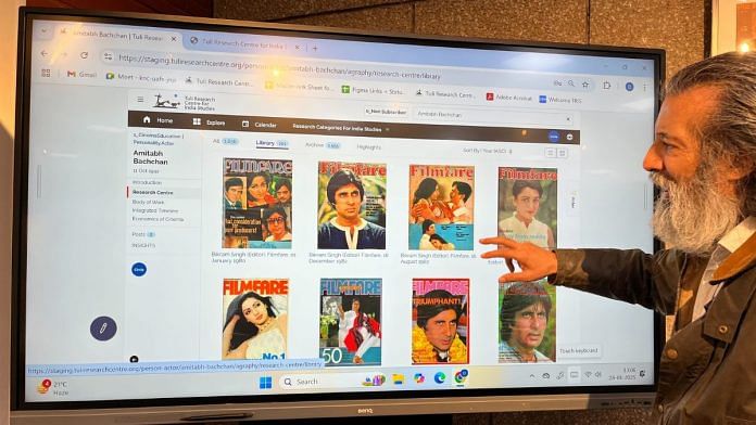 Curator and collector Neville Tuli explaining how his new online search engine will function