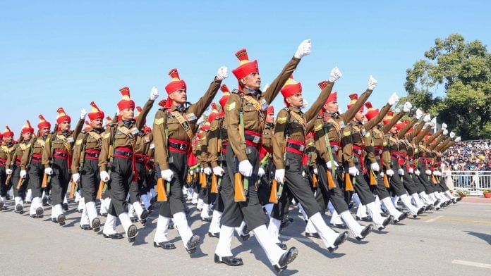 FIle photo of the Guards Regiment of the Indian Army during the 76th Republic Day celebrations | ANI