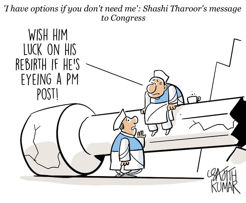 sHASHI THAROOR CARTOON sAJITH kUMAR