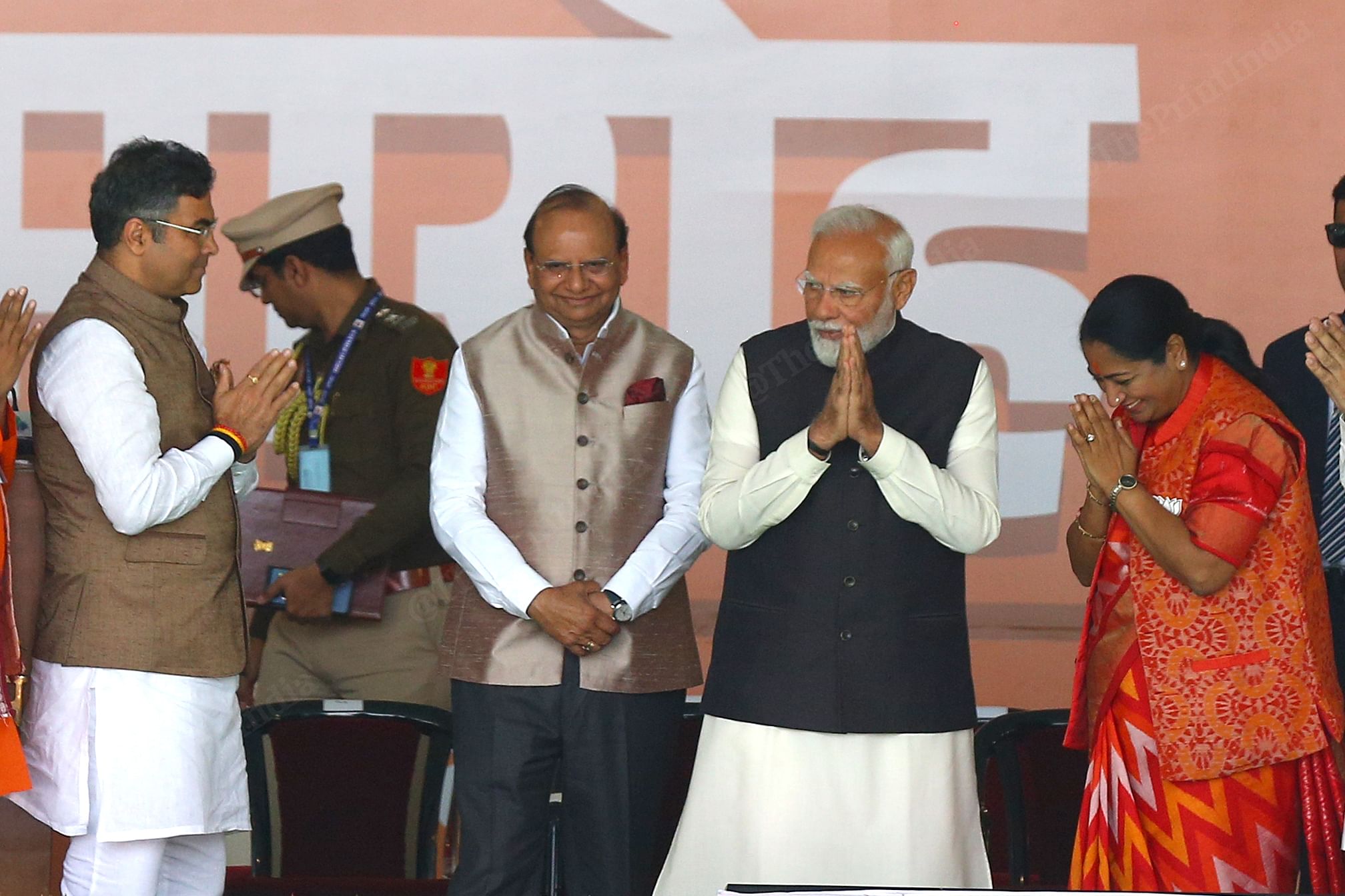 After swearing in ceremony, CM Rekha Gupta and deputy CM Parvesh Verma bid farewell to PM Modi | Photo: Suraj Singh Bisht | ThePrint