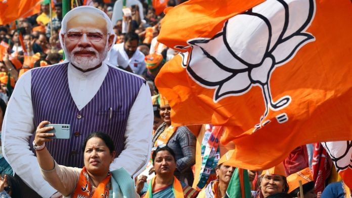 BJP supporters at swearing in ceremony | Photo: Suraj Singh Bisht | ThePrint