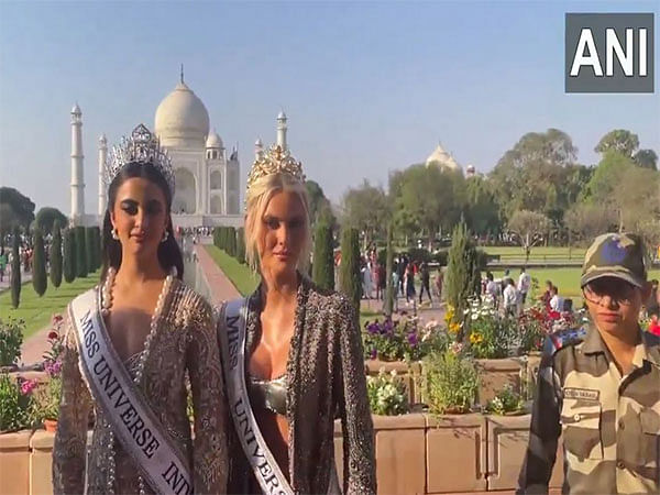Miss Universe Victoria Kjaer Theilvig, Rhea Singha visits Taj Mahal, poses for fans