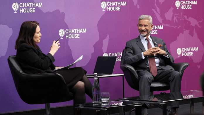 Dr Jaishankar in conversation with Bronwen Maddox at an event organised by Chatham House | X/@DrSJaishankar