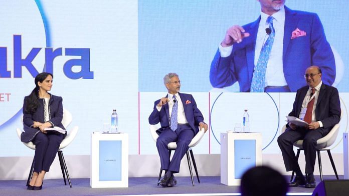 External Affairs Minister S. Jaishankar at the Raisina Dialogue in New Delhi. | @raisinadialogue/X
