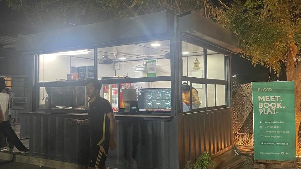 Cafeteria at a pickleball court in Ahmedabad. The pickleball court + cafe concept has really picked up in the city | Photo: Triya Gulati, ThePrint