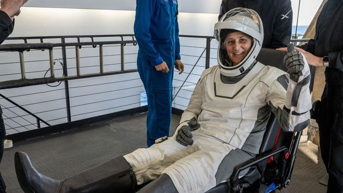 NASA astronaut Suni Williams is helped out of a SpaceX Dragon spacecraft onboard the SpaceX recovery ship MEGAN after she, NASA astronaut Nick Hague, and Butch Wilmore, and Roscosmos cosmonaut Aleksandr Gorbunov landed in the water off the coast of Tallahassee, Florida, Tuesday, on 18 March 2025. | Keegan Barber | NASA | Handout via Reuters
