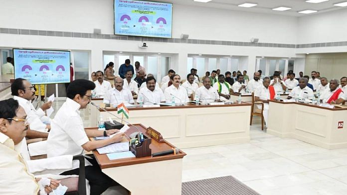 All-party meeting chaired by Tamil Nadu Chief Minister M.K. Stalin Wednesday | Photo: By special arrangement