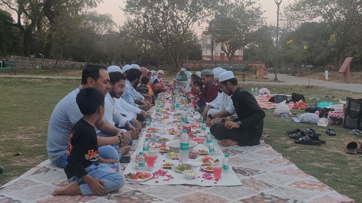 Mohammad Ubed's 32-member family at an iftar gathering, Sunder Nursery