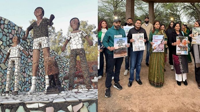 People in Chandigarh are protesting the partial demolition of Nek Chand’s Rock Garden for road expansion and creating more parking space | Photos via: Wikimedia Commons/Instagram (@gurmeharr)