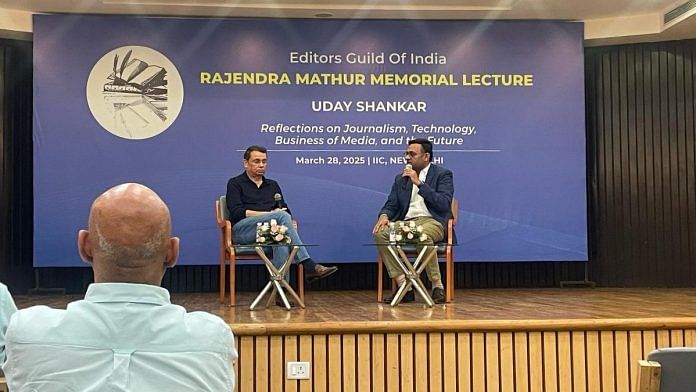 Uday Shankar and Anant Nath in conversation at the India International Center | Udit Hinduja | ThePrint