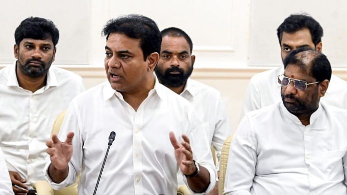 File photo of Bharat Rashtra Samithi (BRS) working president KT Rama Rao | ANI Photo/Mohd Zakir