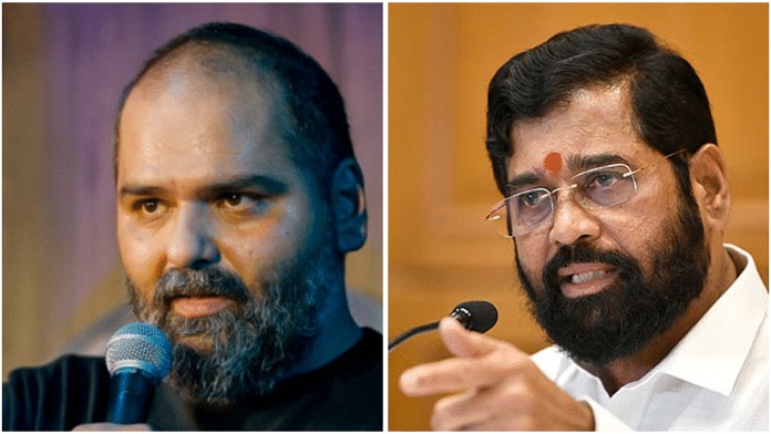 Kunal Kamra (left) and Eknath Shinde (right) | File Photo | Instagram/ANI