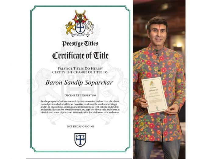 Distinguished Dance Pioneer: Sandip Soparrkar Honored with Baron Title in London