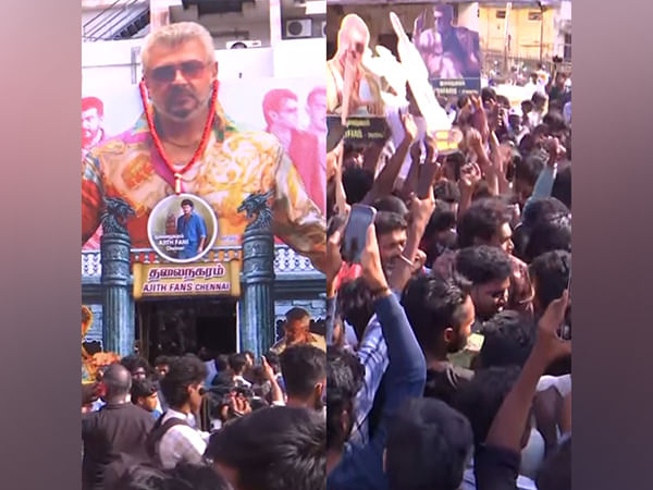 Ajith fans cheer, dance outside theatres on 'Good Bad Ugly's First Day First Show  
