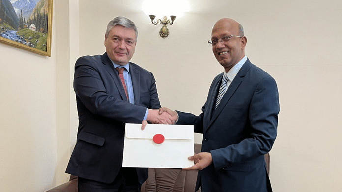 Russian deputy minister of foreign affairs Andrey Rudenko with Indian ambassador Vinay Kumar, 17 April, 2024 | File photo | X/@IndEmbMoscow
