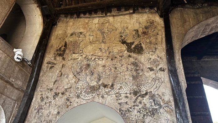 One of the murals on the gatehouse walls of Pune’s landmark Shaniwar Wada, post restoration | Photo: Ranjeet Dighe | ThePrint