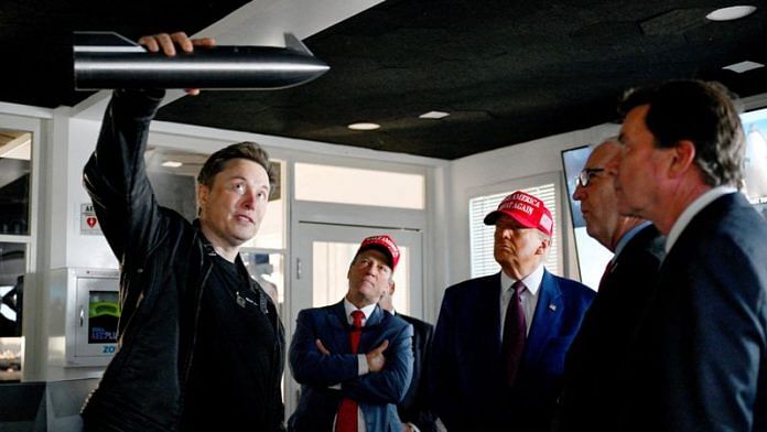 Elon Musk gives a tour to U.S. President-elect Donald Trump and lawmakers of the control room before the launch of the sixth test flight of the SpaceX Starship rocket, in Brownsville, Texas, U.S., 19 November 2024. | File Photo | Brandon Bell | Pool via Reuters