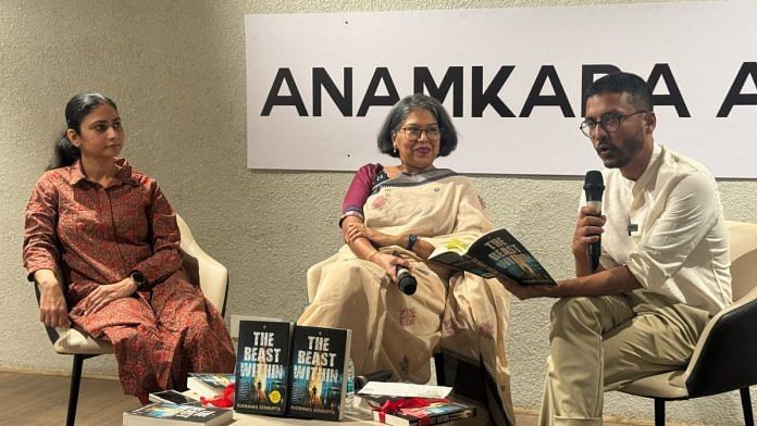 Left to Right: Additional Commissioner of Delhi Police Monika Bhardwaj, Author and historian Madhulika liddle and author Rudraneil Sengupta | Sagrika Kissu | ThePrint