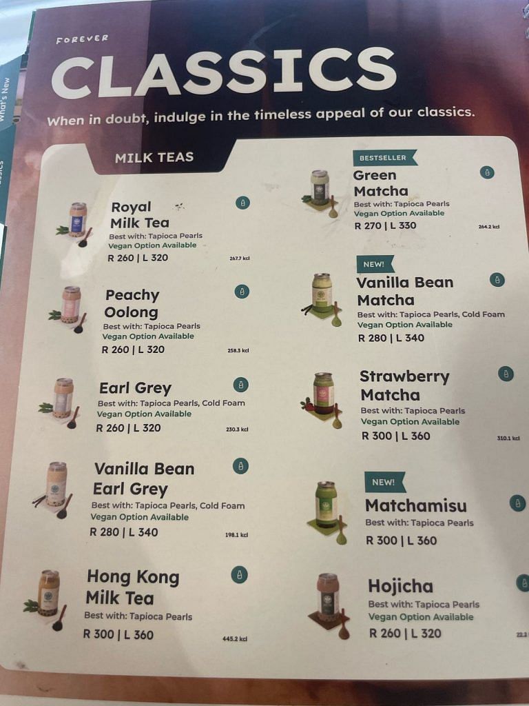 Matcha menu