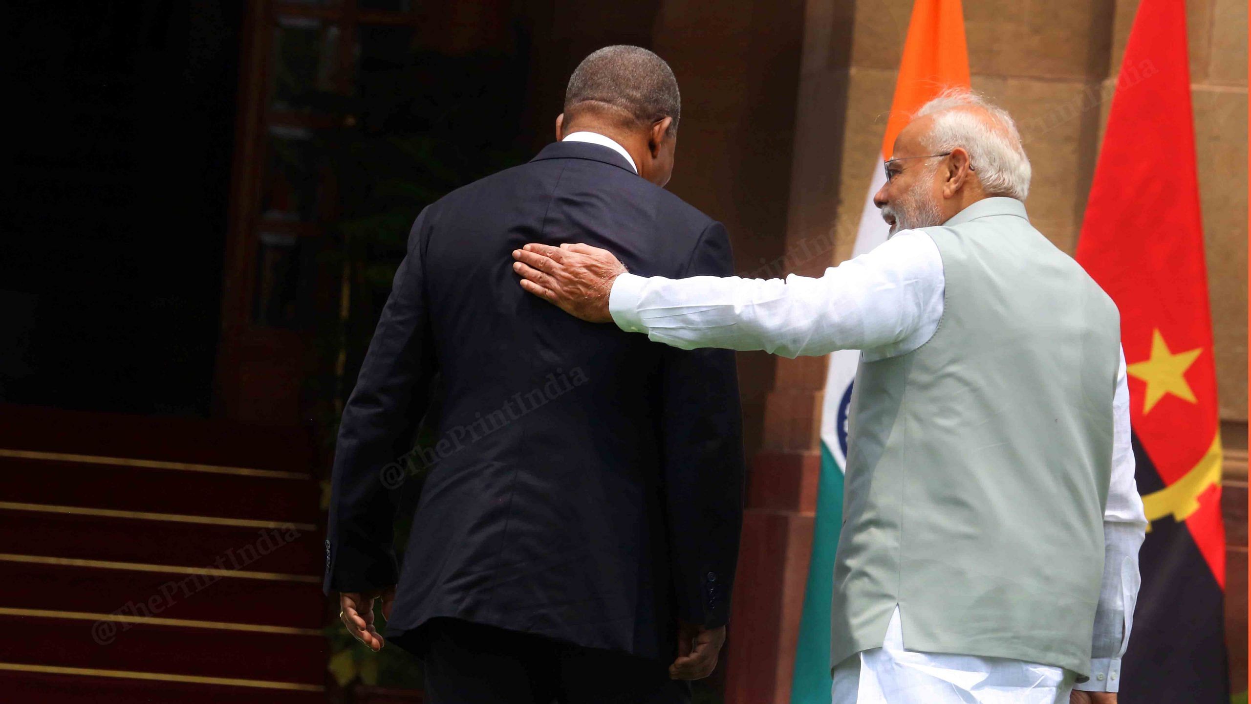 PM Modi receives Angolan President Lourenço at Hyderabad House, New Delhi | Photo: Manisha Mondal | ThePrint