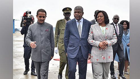 Angolan President Joao Manuel Goncalves Lourenco arrives in New Delhi