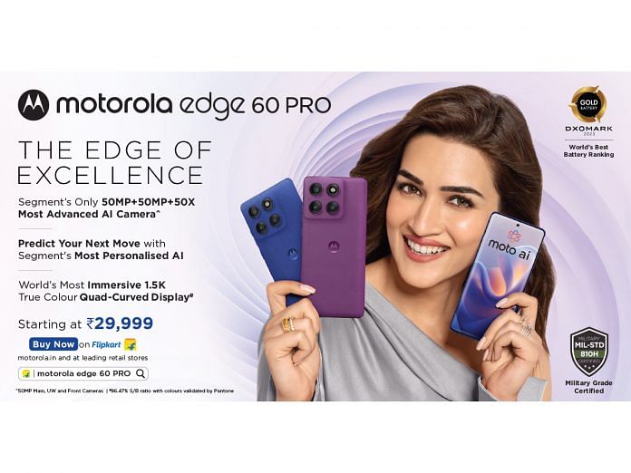 motorola edge 60 pro goes on sale at Rs. 29,999 featuring true flagship grade AI experience & segment's only 50MP + 50MP+ 50X AI camera system