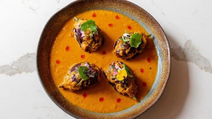 Gutti Vankaya, a dish from Andhra Pradesh served at Semma, New York