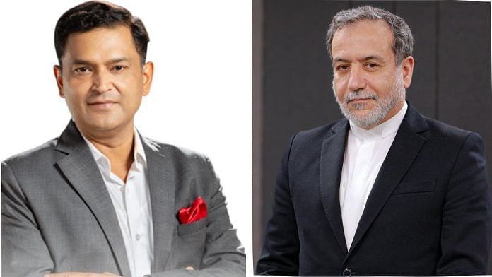 Gaurav Arya and Iranian Foreign Minister Abbas Araghchi | Official website of Arya and Wikimedia Commons