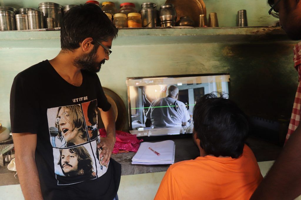 Behind the scenes of Pinjre Ki Titliyan: the monitor—an LED TV—set up in the director’s kitchen. | By special arrangement 