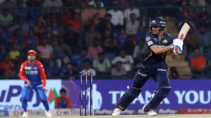 Gujarat Titans' captain Shubman Gill plays a shot during the Indian Premier League (IPL) 2025 match against Delhi Capitals, at Arun Jaitley Stadium in New Delhi on Sunday, 18 May 2025. | ANI