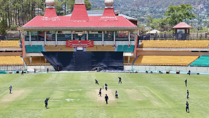 File photo of a match being played at Dharamshala cricket stadium | X/@himachalcricket