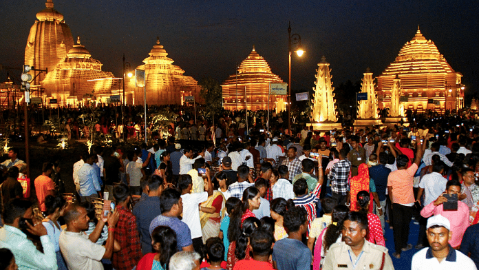 Devotees at Digha's Jagannath Dham temple after its consecration ceremony 30 April