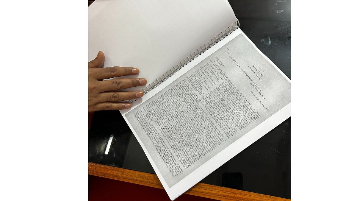Swami Vivekananda, the current acting Mahant of Bodh Hindu Math, presents a register of historical documents to assert a claim over the Mahabodhi Mandir | Jyoti Yadav, ThePrint