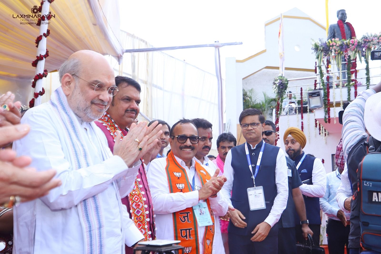 Amit Shah with Devendra Fadnavis at the statue inauguration event | By Special Arrangement | ThePrint