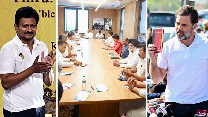 Udhayanidhi Stalin, a Congress party meeting, and Rahul Gandhi. | ANI