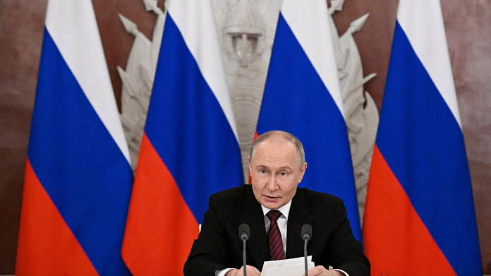 Russian President Vladimir Putin gives a statement to the media at the Kremlin in Moscow, Russia on 11 May 2025. | Sergey Bobylev | Host agency RIA Novosti | Handout via Reuters