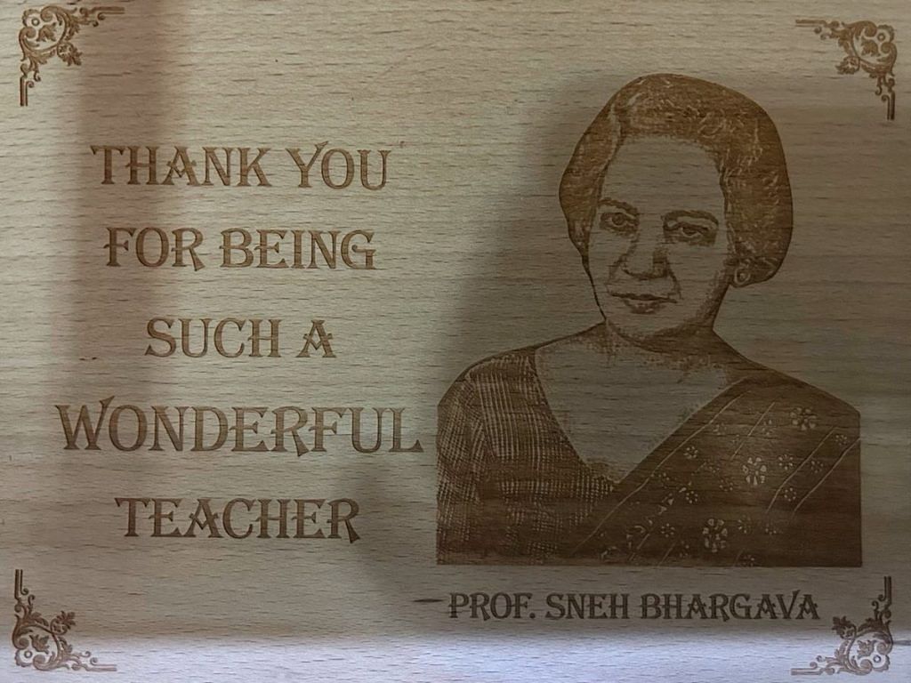 Sneh Bhargava plaque 