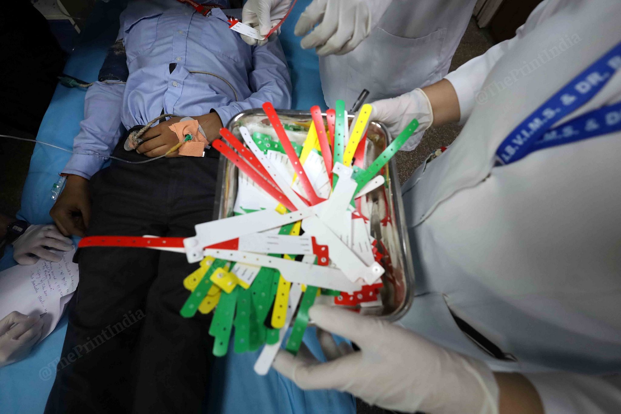 Different colours signify different categories of patients depending on severity of illness or injury | Manisha Mondal | ThePrint
