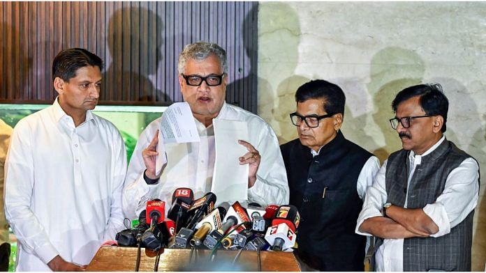 Trinamool Congress (TMC) MP Derek O’ Brien speaks to the media after the meeting of the INDIA alliance, at the Constitution Club in New Delhi on Tuesday | Photo: ANI