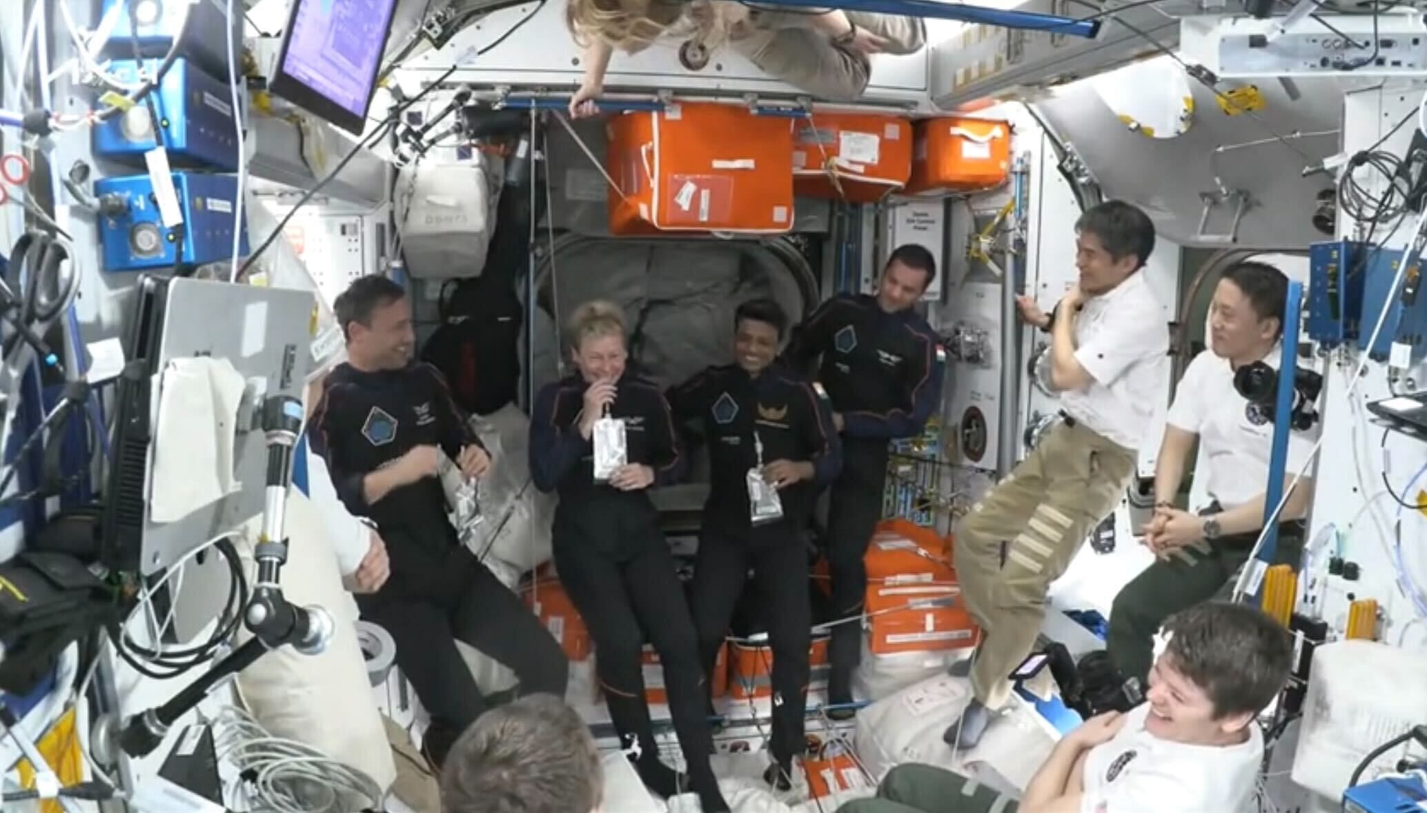 The Axiom Mission 4 crew onboard the ISS. | Axiom_Space/X