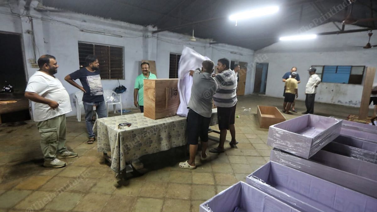 People from the Christian community that Nelvin Rajwadi is a part of come together to help fulfil the order of 100 coffins | Praveen Jain | ThePrint