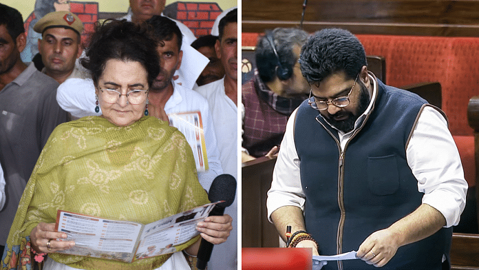 BJP Rajya Sabha MP Kiran Choudhry & Independent Rajya Sabha MP Kartikeya Sharma | X/@officekiran & ANI