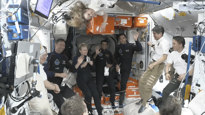 Poland's Slawosz Uznanski-Wisniewski, Axiom Space's Peggy Whitson, India's Shubhanshu Shukla and Hungary's Tibor Kapu aboard the International Space Station, Thursday June 26, 2025 | PTI